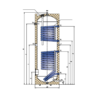 BOLLITORE SOLARE LT.200 2 SCAMBIATORI FISSO