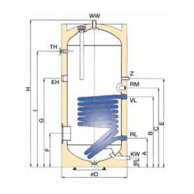 BOLLITORE SOLARE LT.120 1 SCAMBIATORE FISSO