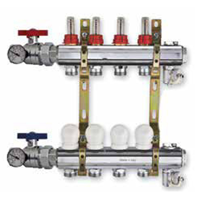 COLLETTORE OTTONE Ø 1.1/4X1 14 ATTACCHI  L = 881 MM C/VAL.