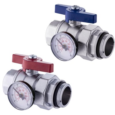 COPPIA VALVOLE SQUADRA Ø 1C/TERMOMETRO X COLLETTORI